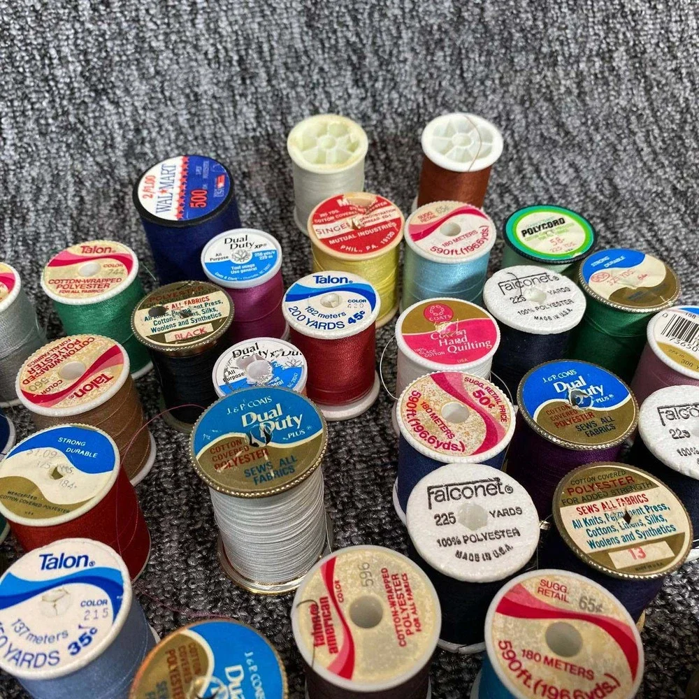 Vintage Mixed Sewing Thread Spools Lot of 36‎ Multicolored Crafting Supplies